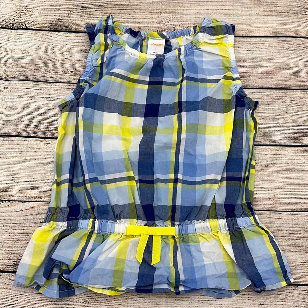 Gymboree Yellow Blue and White Plaid Top Size 4